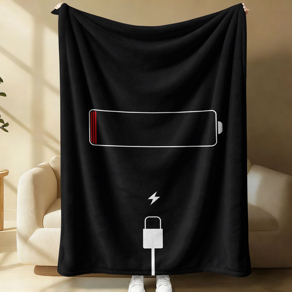 The Office Tech - Selimut Flanel Minimalis dengan Cetakan Ikon