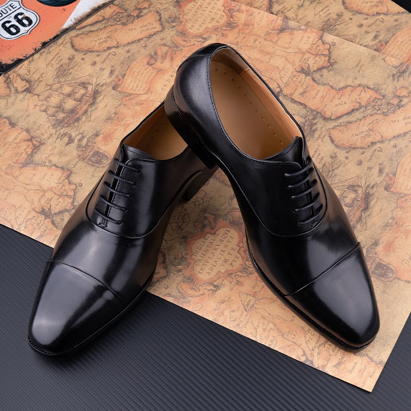 Sepatu kulit Oxford pria, buat - Office High Tech ulasan dan harga