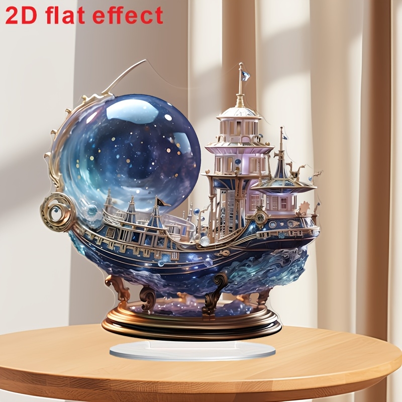 Figurine Kapal Akrilik Ungu Ga - Office Technology ulasan dan harga